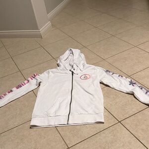 Volcom White Pullover Hoodie with Black Logo Tag